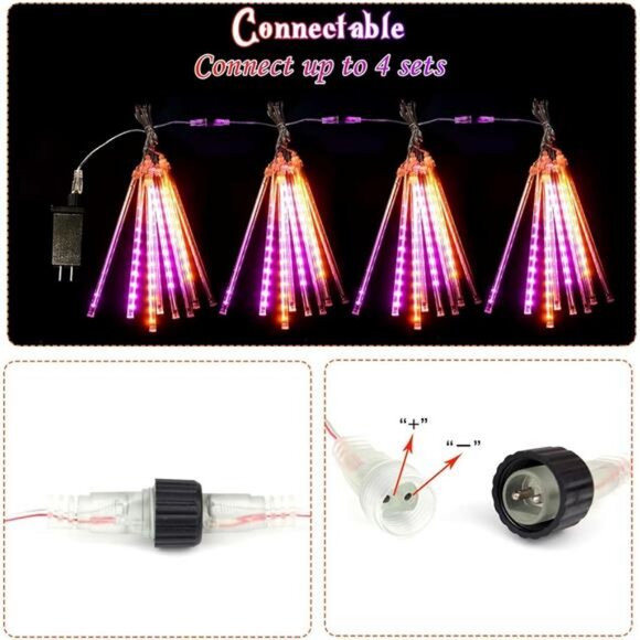 Halloween Lights Outdoor, 2 Pack Extendable Meteor Shower Lights Outdoor - Picture 6 of 7